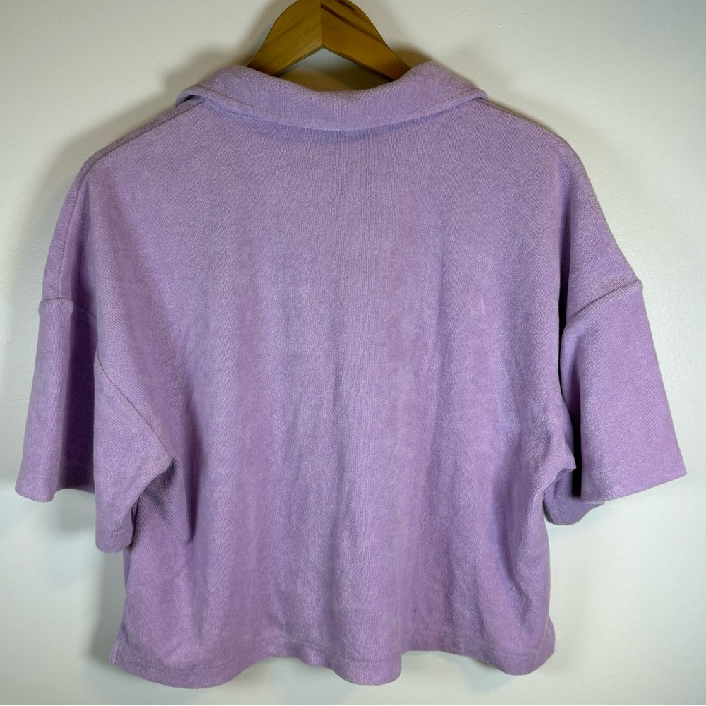 NWT Calvin Klein Jeans Women’s Purple French Terry Crop T-Shirt, Size Large - Picture 6 of 8
